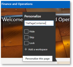 How to create a new workspace in D365FO and customize it