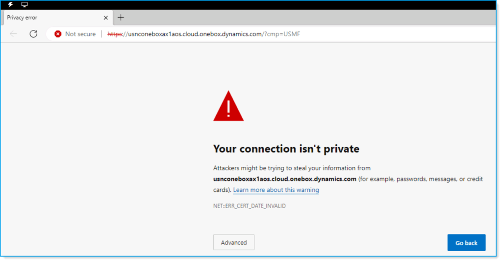 How to identify the error Security certificate expired Skillable