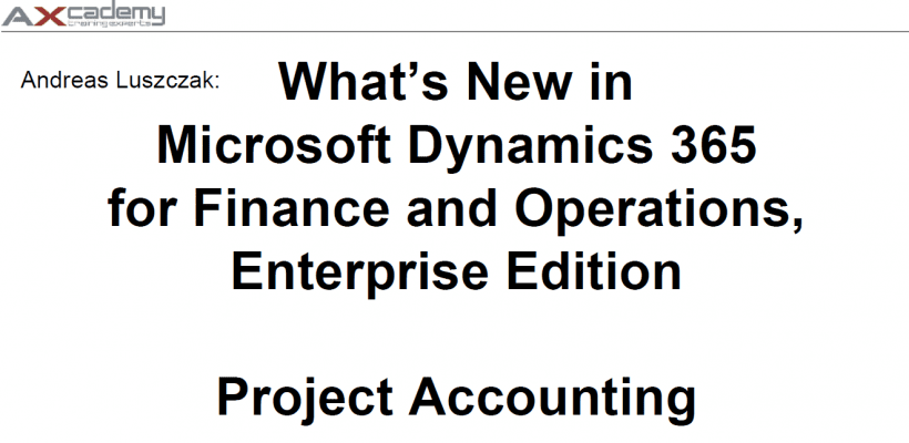 What’s New in D365FOE Project Accounting – November 2017